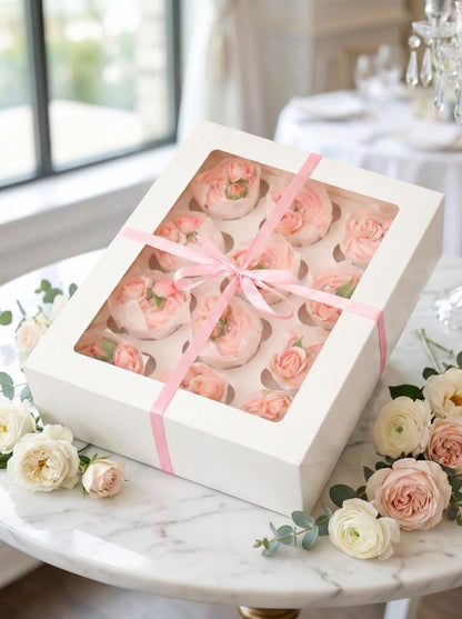 Bakepacker Auto-pop up 12 Cupcake Containers 6-Packs Brown Cupcakes Carrier, 12 Cupcake Boxes with Window 13"x10"x3.5"