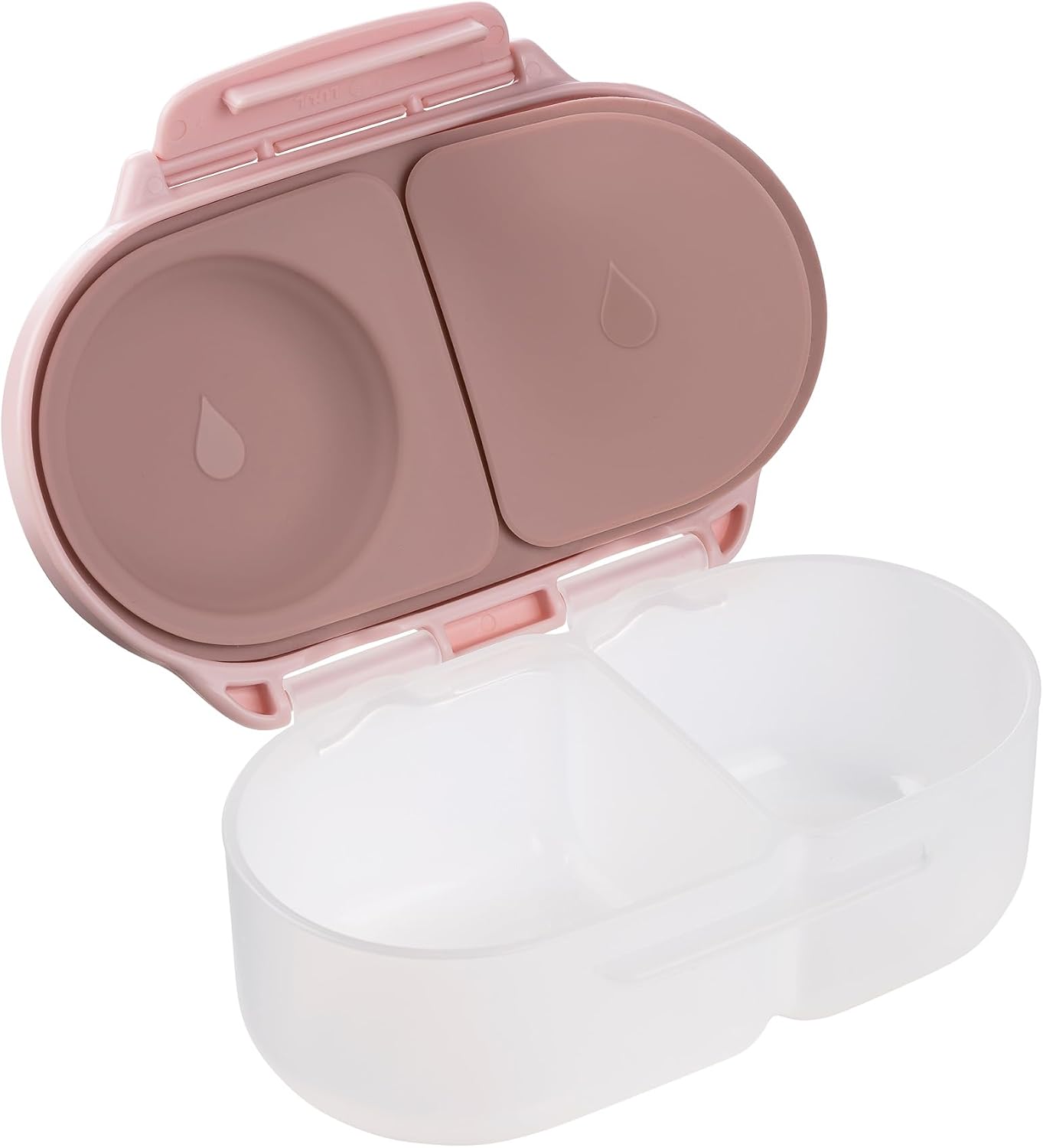 b.box Snack Box 2-Pack - Leak Proof Mini Bento Box for Kids & Toddlers, 2 Compartment Snack Containers for Kids, Dishwasher Safe, BPA-Free, PFAS-Free, Ages 4mo+, 1 3/4 Cup Each (Strawberry + Lilac)
