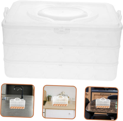 2layer Stackable Carrier with Lid Refrigerator Storage Box Portable and Secure Design for Parties and Kitchen Use Easy to Carry with Handle