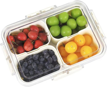 Snack Box Container, Divided Serving Tray with Lid and Handle Snackle Box Container, Snack Organizer for Adults Fruit, Veggie, Perfect for Party, Entertaining