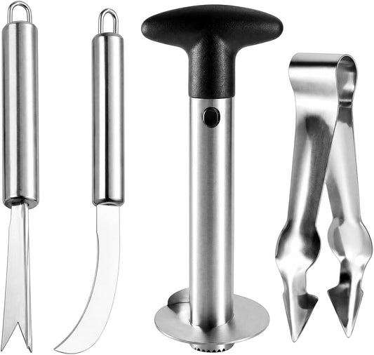 4PCS Stainless Steel Pineapple Corer Set for Kitchen Use,Pineapple Corer and Slicer,Easy Pineapple Slicer Tool with Ergonomic Handle