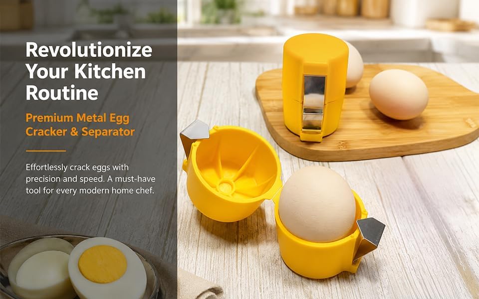 Handheld Egg Shell Opener, Eggshell Separator and Cutter, Food Grade PP Stainless Steel Egg Topper Cutter for Chicken Duck Eggs, Portable Lightweight Kitchen Gadget for Home Cooking Baking (orange)