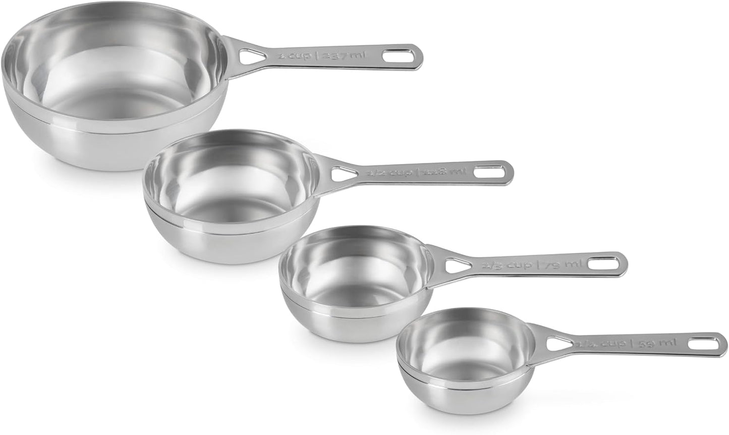 Le Creuset Stainless Steel Measuring Cups, Set of 4 | Set includes: 1/4, 1/3, 1/2, and 1 cups
