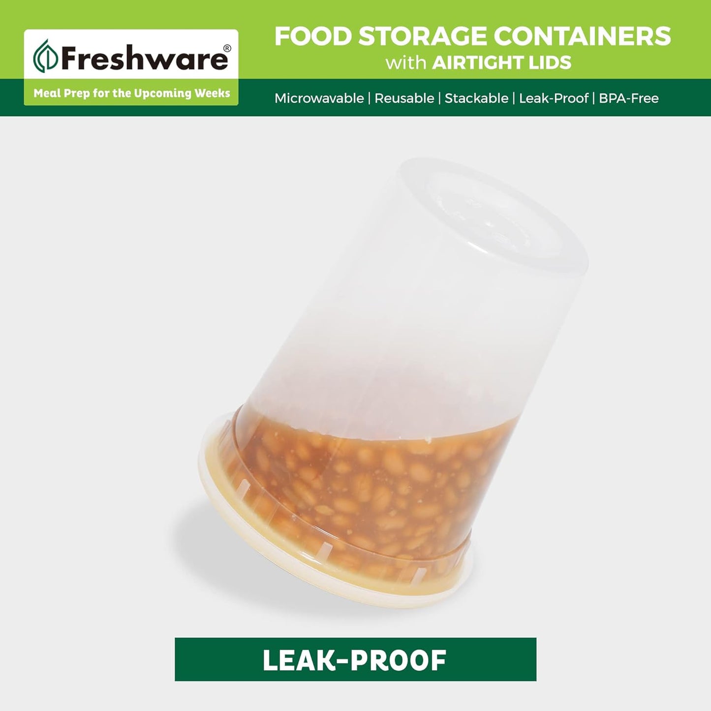 Freshware Food Storage Containers [24 Set] 32 oz Plastic Deli Containers with Lids, Slime, Soup, Meal Prep Containers, BPA Free, Stackable, Leakproof, Dishwasher and Freezer Safe, Translucent