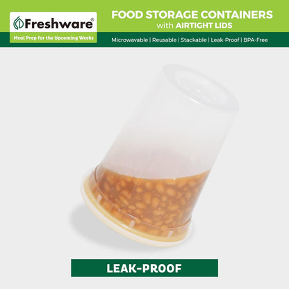 Freshware Food Storage Containers [24 Set] 32 oz Plastic Deli Containers with Lids, Slime, Soup, Meal Prep Containers, BPA Free, Stackable, Leakproof, Dishwasher and Freezer Safe, Translucent