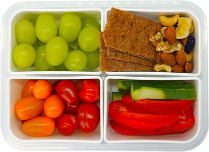 carrotez Food Storage Containers with 3 Removable Compartments, Food Prep Container with Airtight Lids, Portion Control Container, Microwave Safe, Reusable, 4.64 Cup (1100ml)
