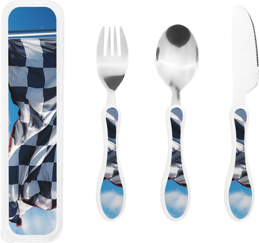 3-Piece Kids Silverware Set With Storage Case, Stainless Steel Reusable Children Safe Knife Spoon Fork Set Classy Flowers Children Flatware Set For Kids Lunch Box