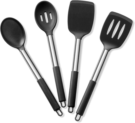 E-far Silicone Cooking Kitchen Utensils Set of 4 for Non-stick Cookware