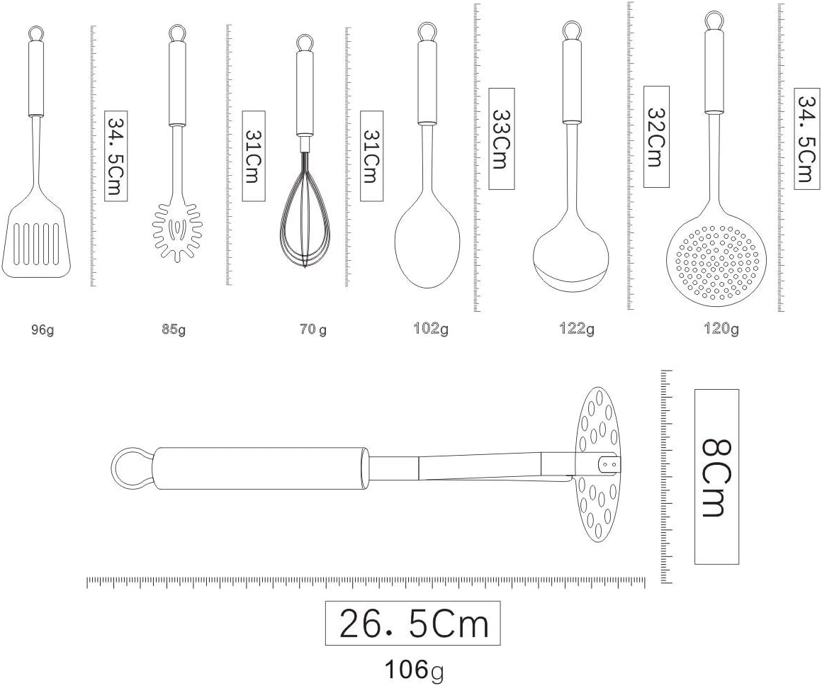 Berglander Cooking Utensil Set 13 Piece Stainless Steel Kitchen Tool Set with Holder, Include Cooking Spoon, Spatula, Whisk, Cooking Tong and etc. (13 Pieces)