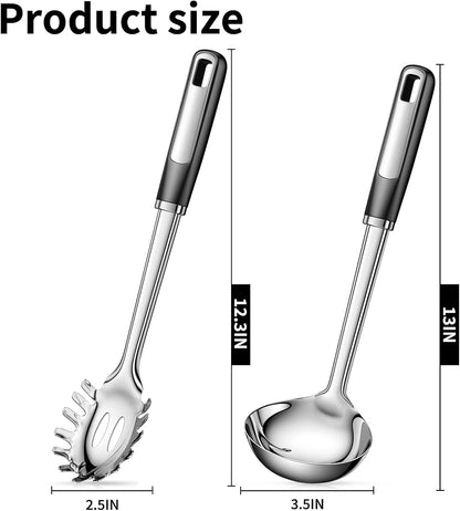 Stainless Steel Cooking Spoon Set, Serving,Slotted & Ladle