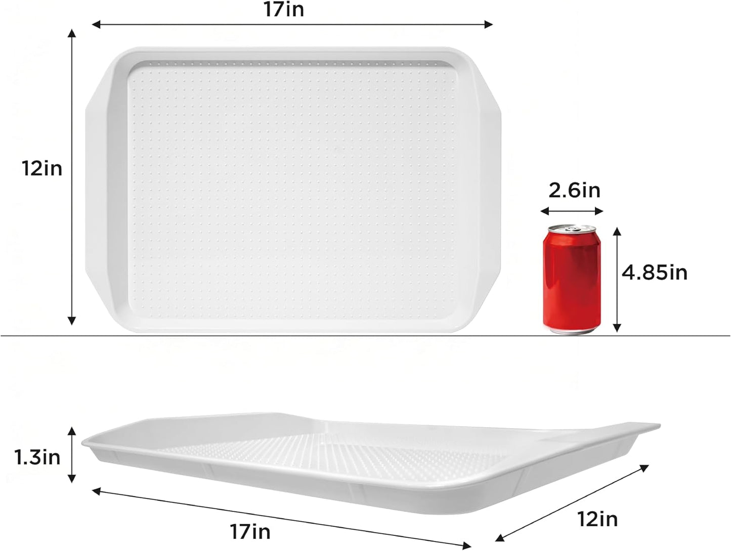 TP 17x12 Inch Plastic Serving Trays Set of 4, Durable Serving Platters with Anti-Slip Dots, BPA-Free Stackable Food Tray for Party, Family Gathering, BBQ,Black
