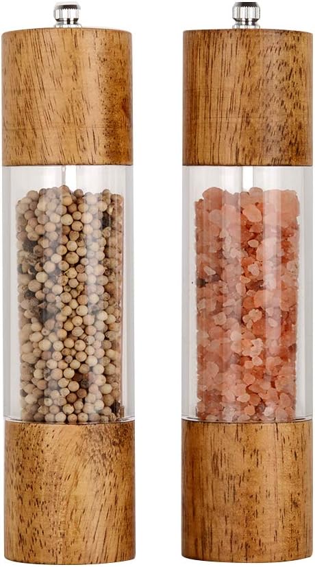 XWXO Salt and Pepper Grinder Set -8 Inches-Pack of 2 Premium Acrylic Manual