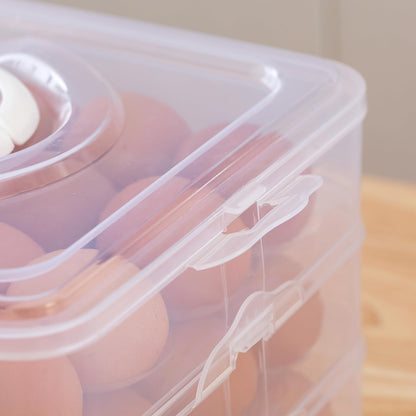 Sooyee Egg Holder for Refrigerator, 3-Layers 72 Deviled Egg Tray with Lid Egg Carrier Box Dispenser Container with Handle for Eggs 72 Count