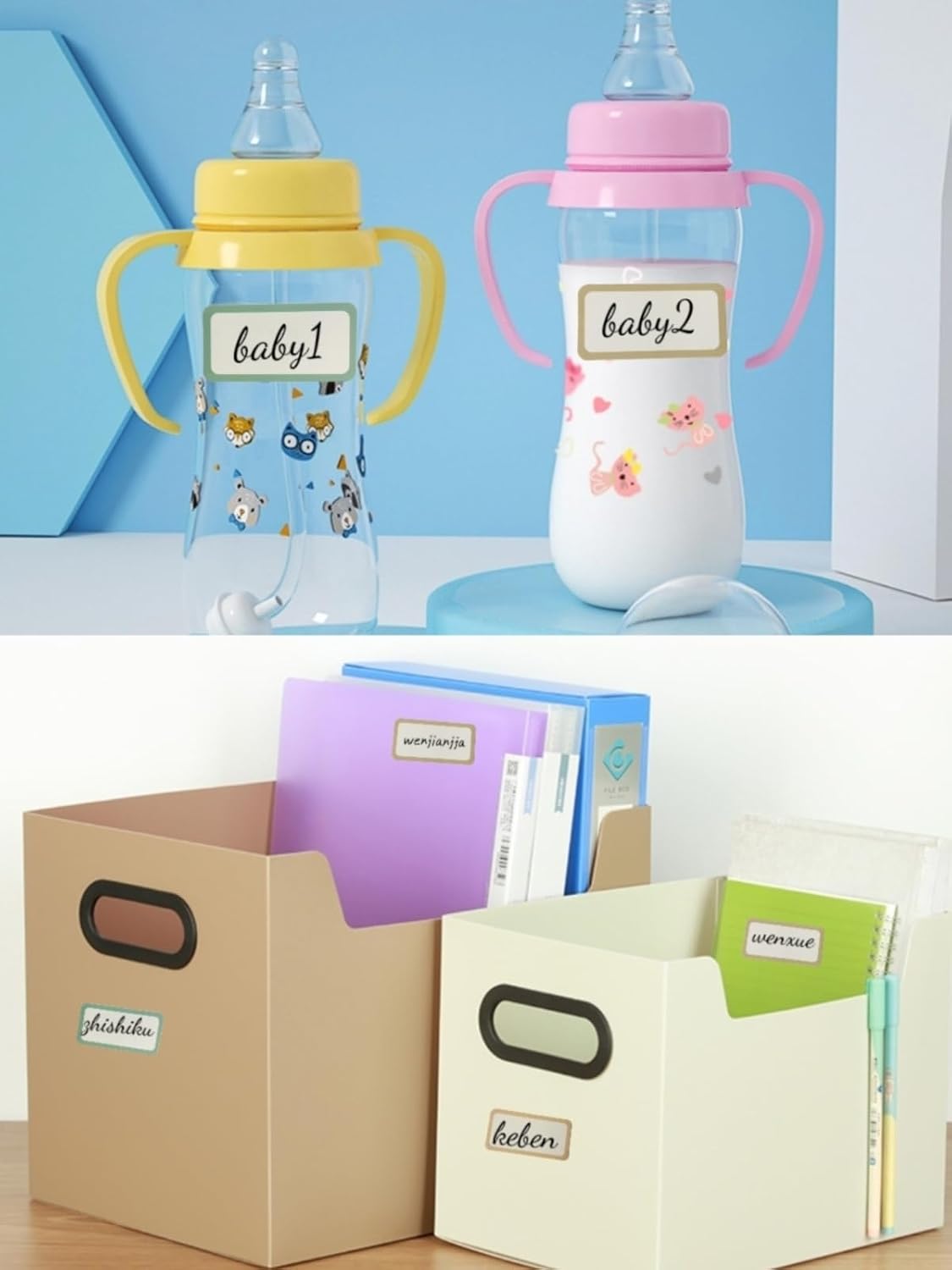 Blank Waterproof Removable Labels for Freezer Storage containers, Labels forJars,Date Label Food Storage Stickers, Waterproof Oil Resistant Easy Clean Leaves no Residue 500Total Per Roll