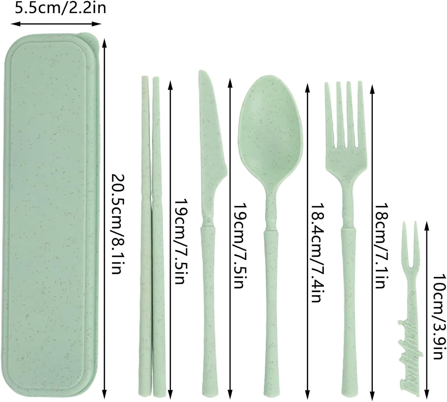 Reusable Travel Utensils Set with Case, Wheat Straw Portable Plastic Fork Spoon Knife Chopsticks Camping Cutlery, Eco-Friendly BPA Free Tableware Picnic Flatware for Kids Adults or Daily Use (Pink)