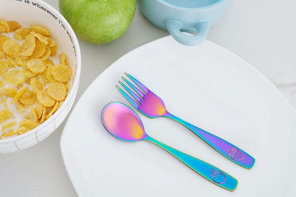 CHILLOUT LIFE Stainless Steel Kids Silverware Set 15 Pieces - Child and Toddler Safe Flatware - Kids Utensil Set - Metal Kids Cutlery Set Includes 5 Small Kids Spoons, 5 Forks & 5 Knives