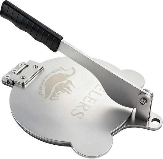 Tortilla Press Stainless Steel，SELERS,Heavy Duty, Adjustable To Press Different Thickness Of Crust, Removable, For Flour Tortilla, Roti, Flatbreads, Taco, Pie, Silver (10.5 inch)