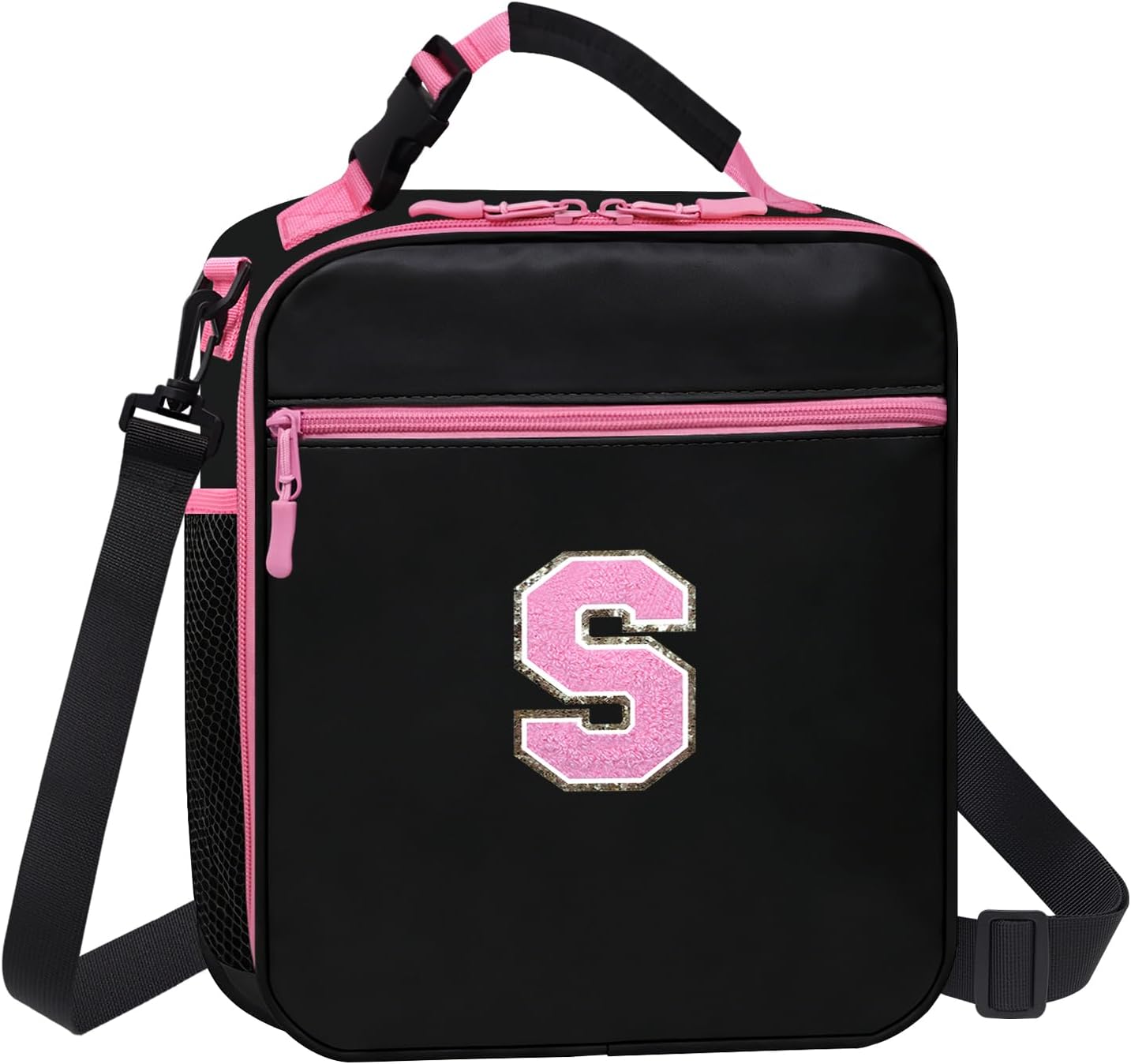 Lunch Box for Women Girls Adult Teens Kids Lunch Bag School Work Picnic Meal Food Container Carrier Purse Cooler,Insulated Lunch Tote with Handheld Shoulder Strap Water Bottle Holder Purple A