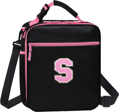 Lunch Box for Women Girls Adult Teens Kids Lunch Bag School Work Picnic Meal Food Container Carrier Purse Cooler,Insulated Lunch Tote with Handheld Shoulder Strap Water Bottle Holder Purple A