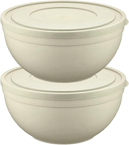 Tribello Large Mixing Bowl with Lid, Plastic, Round, (8 quarts)