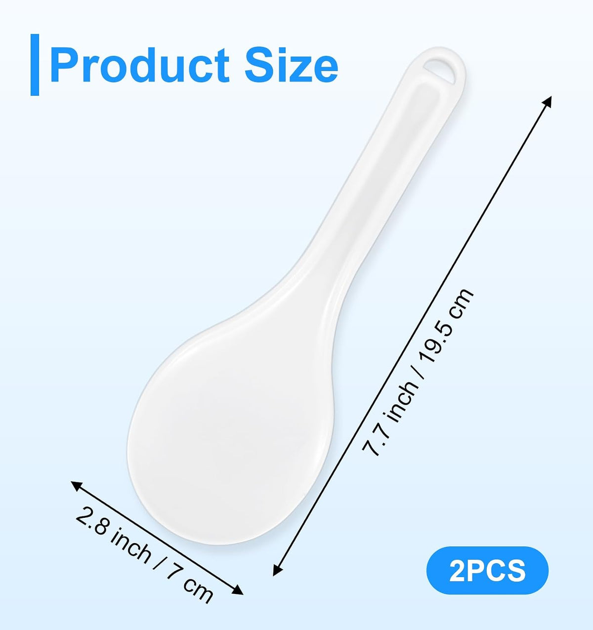 2Pcs Rice Paddle Spoon, 7.87 Inch Non-Stick Plastic Rice Cooker Spatula