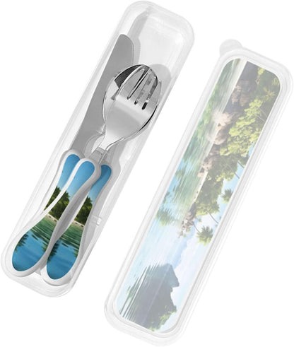 3-Piece Kids Silverware Set With Storage Case, Stainless Steel Reusable Children Safe Knife Spoon Fork Set Animal Cartoon Owls Cute Children Flatware Set For Kids Lunch Box