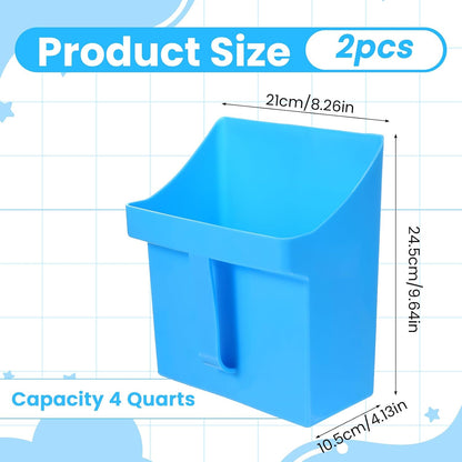 2 Pcs Large Feed Scoop 128 oz Plastic Grain Scoop Ice Seed Enclosed Bucket Utility Shovel with Side Handle for Horse Bird Chicken Livestock Animal Dry Food Restaurant Kitchen (Blue)