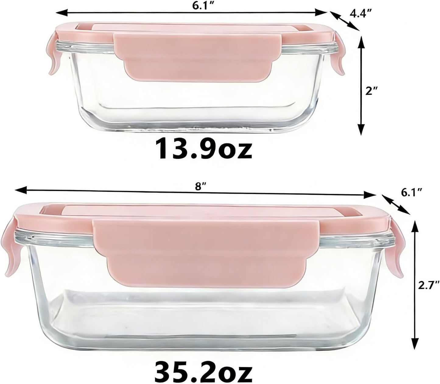 Glass Food Storage Containers with Lids, Airtight Meal Prep Containers, 4 Pack Set with Multiple Sizes (Purple)
