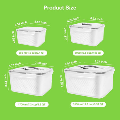 12 Pieces Fruit Storage Containers For Fridge with Removable Colanders