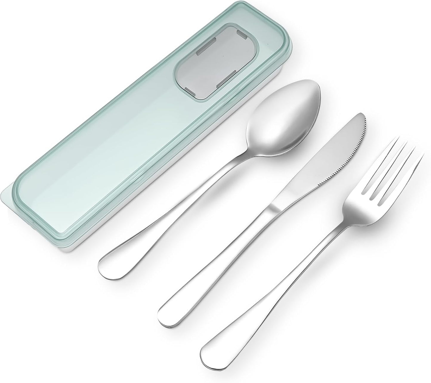 Reusable Travel Utensils with Case, 4pcs Portable Cutlery Set, Knives Fork and Spoon Set for Lunch Box, Portable Silverware Set for Travel Camping Picnic Hiking Office