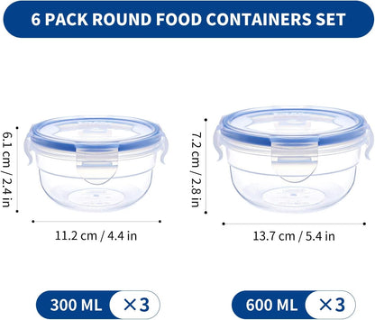KIGI Airtight Reusable Meal Prep Containers, Leak-Proof & Stackable, 4-Sided Locking Lids, Ideal for Food Storage, Lunch & Leftovers, Microwave, Freezer & Dishwasher Safe, 39 oz, 4.8 Cup, 12 Piece Set