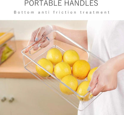 9 Pack Refrigerator Organizer Bins,3 Sizes Clear Pantry Storage with Handles for Fridge, Freezer, Shelves, Drawer, Bins, Snack Organizer for Home & Kitchen