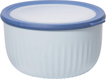 Oggi Prep, Store & Serve Plastic Bowl w/See-Thru Lid- Dishwasher, Microwave & Freezer Safe, (4 qt) Lt Gray w/Dk Gray Lid
