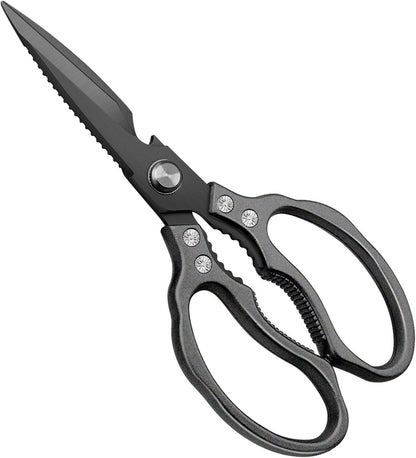 CGBE Kitchen Scissors, Multi-Purpose Kitchen Shears, Heavy Duty Dishwasher Safe Food Scissors for Chicken, Poultry, Fish, Meat & Herbs with Non-Slip Grips - Sliver