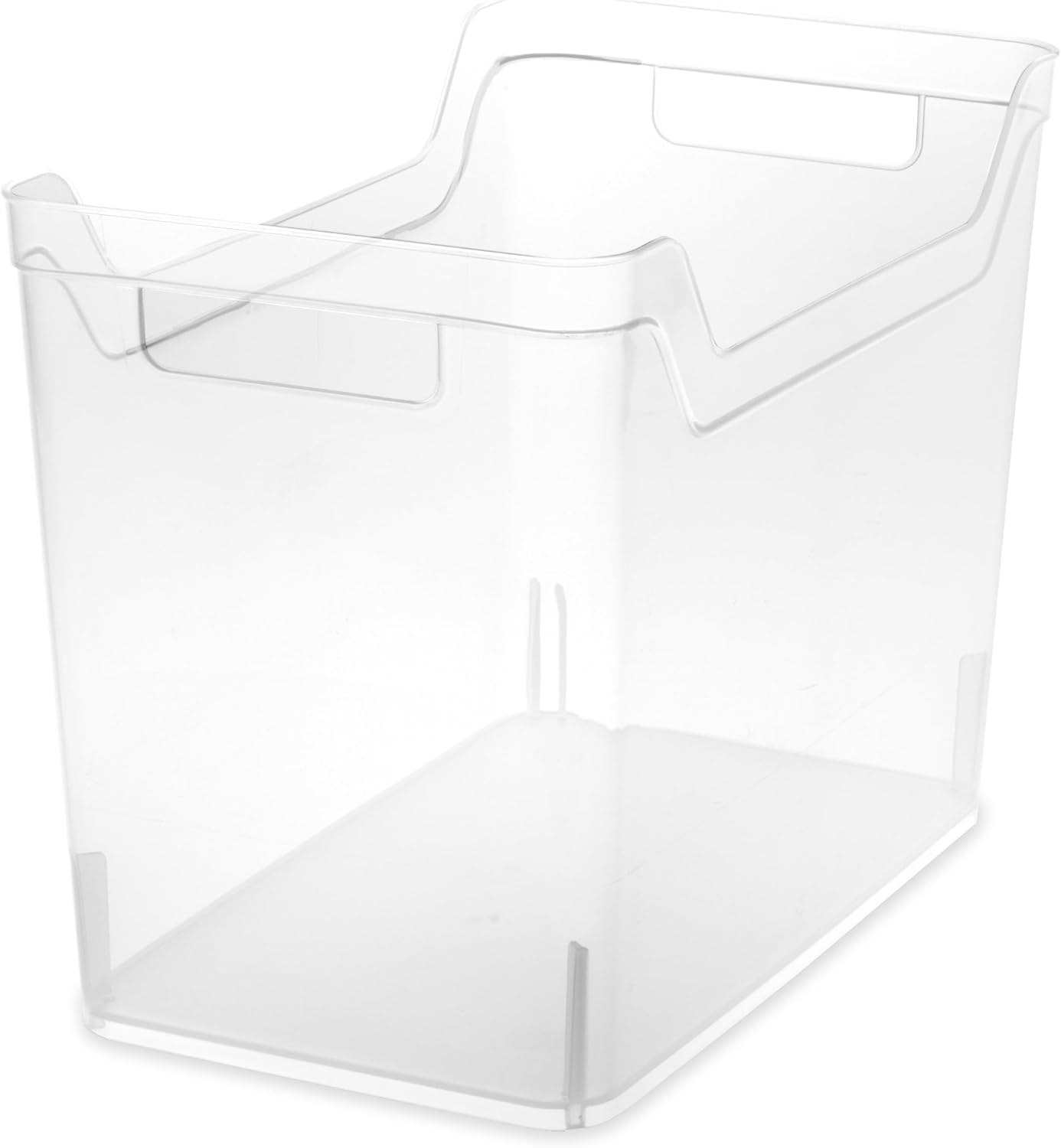 Sterilite Narrow Shelf Bin with Handles, Plastic Storage Container for Organizing Shelving, Closet, Pantry, and Countertops, Clear, 6-Pack