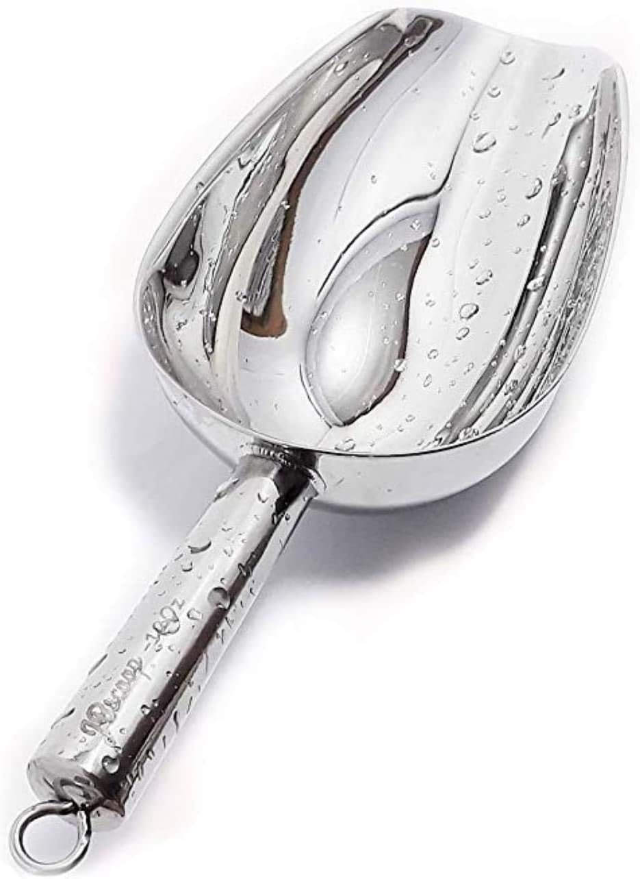 JBscoop Stainless Steel Scoop for ice, 9.6 Inch Metal Food Scoop Kitchen Bar Party Wedding Heavy Duty Dishwasher Safe - 8 Oz