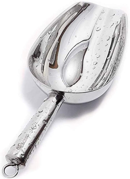 JBscoop Stainless Steel Scoop for ice, 9.6 Inch Metal Food Scoop Kitchen Bar Party Wedding Heavy Duty Dishwasher Safe - 8 Oz