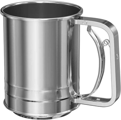 Stainless Steel 3 Cups Hand Press Flour Sifter for Baking