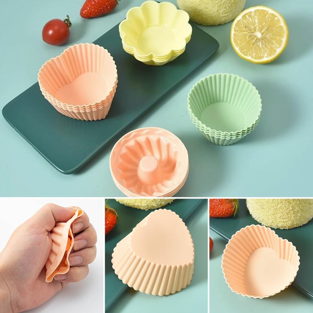 5Pcs Silicone Baking Cups Muffin Liners, Reusable Baking Cups Pastry Muffin Molds, 42343224