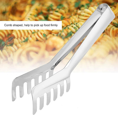 Stainless Steel Spaghetti Tongs - Comb Shaped Pasta Tongs, Noodle Clip, 8 Inches