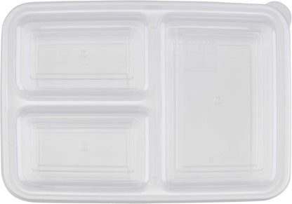 GoodCook Food Storage Containers for Meal Prep Rectangle Three Compartments & Made without BPA, 20-Piece, White