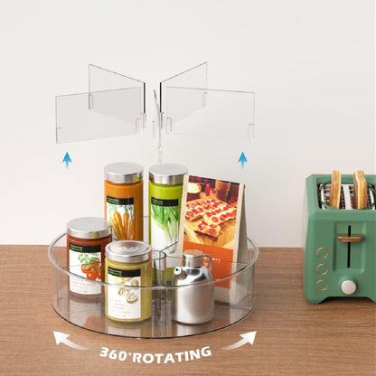 Slideep Lazy Susan Plastic Turntable Divided Spinner for Kitchen Cabinet, Pantry, Fridge, Cupboard, Counter Organizing Fully Rotating Organizer for Food, Spices, and Condiments, 11.5" Clear - 2 Pack