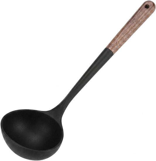 LorisArm Large 13" Soup Ladle Spoon, 8 Ounce Wooden handle Silicone Ladle Spoons Non Stick Kitchen Utensils.