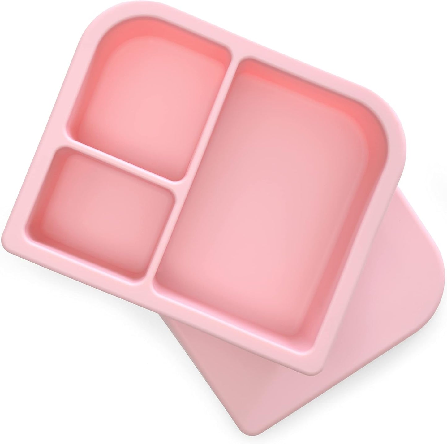 PrimaStella Unbreakable Silicone Lunch Box for Kids and Adults - Divided Leak Proof Bento Box (Slate Blue)