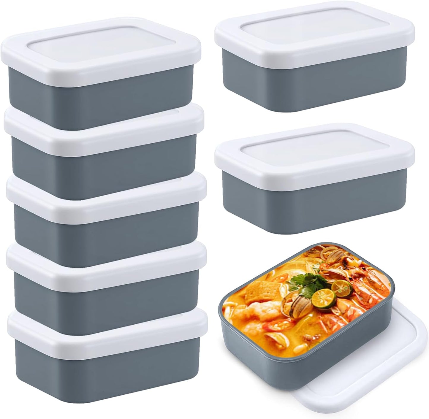 8 PCS 1 Cup Silicone Freezer Molds with Lids, Reusable Leak-Proof Soup Containers, Ice Trays Food Storage Trays for Meal Prep, Soups, Sauces, Stews, Dishwasher Safe(Grey, 250, Milliliters)