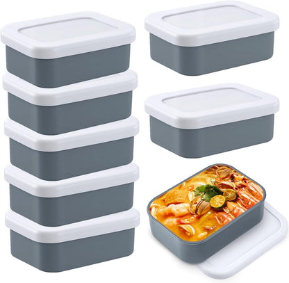 8 PCS 1 Cup Silicone Freezer Molds with Lids, Reusable Leak-Proof Soup Containers, Ice Trays Food Storage Trays for Meal Prep, Soups, Sauces, Stews, Dishwasher Safe(Grey, 250, Milliliters)