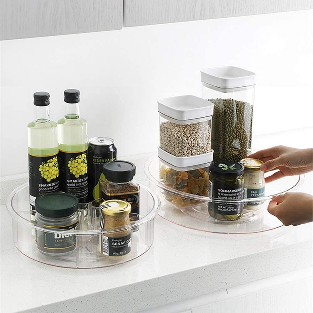 Slideep Lazy Susan Plastic Turntable Divided Spinner for Kitchen Cabinet, Pantry, Fridge, Cupboard, Counter Organizing Fully Rotating Organizer for Food, Spices, and Condiments, 11.5" Clear - 2 Pack