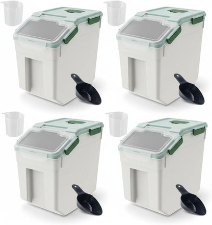 Saim Flour Storage Container Bin 25lbs (2 Pack), BPA Free Rice & Food Dispenser with Lid, Measuring Cup & Scoop - Kitchen Pantry Organizer for Grain, Cereal, Dog Food, Baking Supplies - Dark Blue