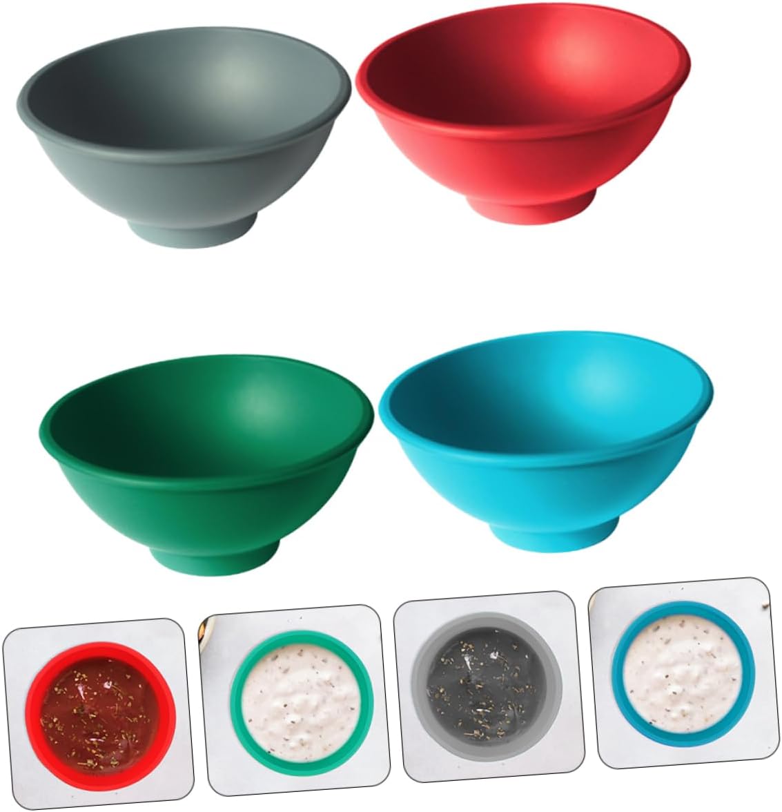 4 Pcs Mini Silicone Condiment Bowls Small Seasoning Dishes Sauce Bowls for Serving Cooking and Meal Prep
