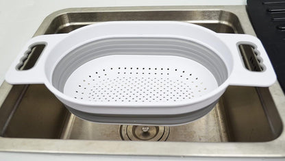 SAMMART 5L (1.3 gallon) Over The Sink Oval Colander (1, Grey/Fluorescent Green)